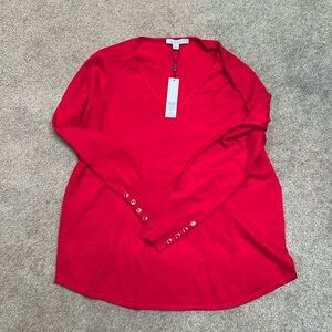 Brand New with tags. A lovely carmine red V Neck pullover sweater by Chicos